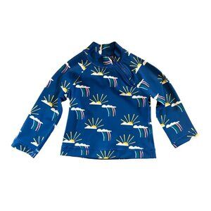 80-85/2 Hanna Andersson Blue Sky Rainbow Long Sleeve Rash Guard Top